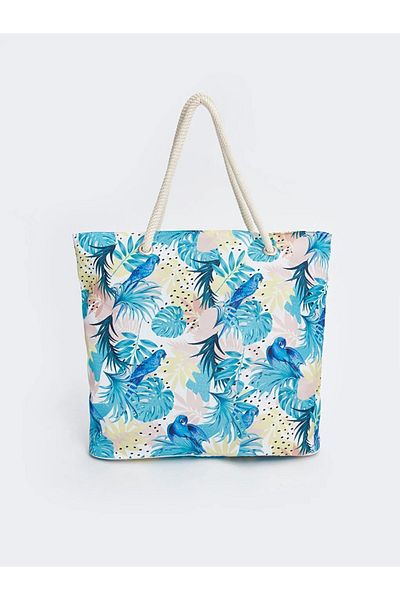 LC Waikiki LCW ACCESSORIES حقيبة الشاطئ النسائية المزخرفة بالزهور