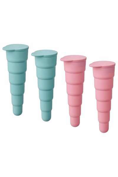 IKEA 4 Pieces Ice Cream Mold, MeridyenDukkan Pink-Turquoise Color 16 Cm, 4 Pieces Silicone Rubber