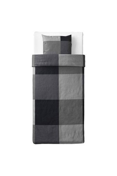 IKEA Brunkrissla Black Single Duvet Cover Set