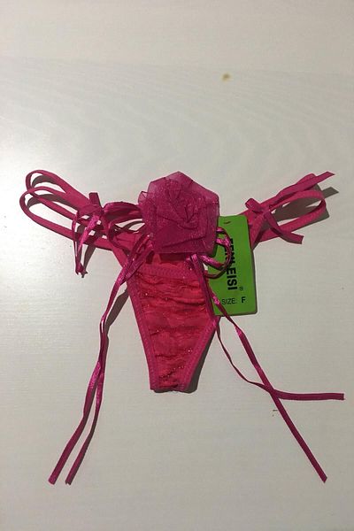 Nana & Mayka Moda Rose Low-Cut Double Elastic Fuchsia String Thong Panties S-M-L Standard