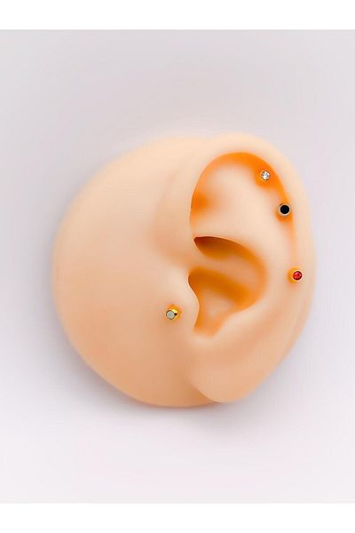 Trinos Zircon 3mm Single Stone Surgical Piercing - Cartilage Helix Tragus (1 piece)
