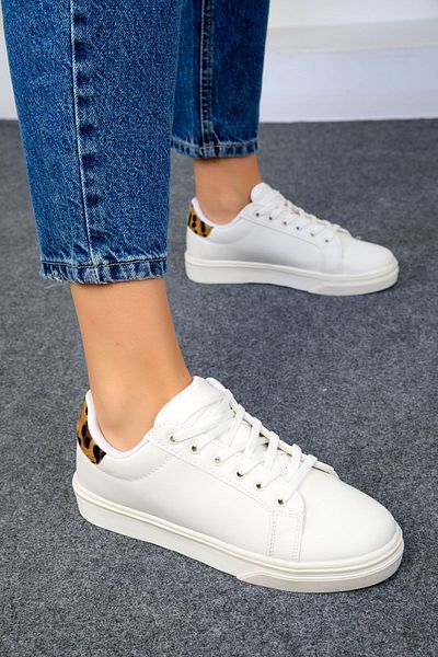 SOHO Damen Sneakers Weiß-Leopard 14395