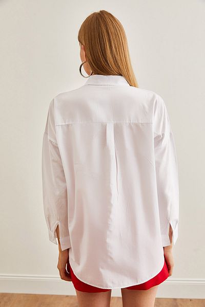 Olalook Λευκό κεντημένο πουκάμισο Azalea Oversize - GML-19001228