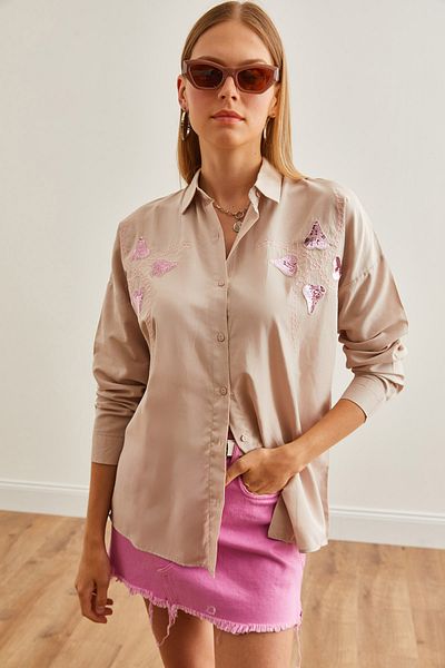 Olalook Koszula Heart Stoned Palm – tkana, z cekinami, GML-19001225