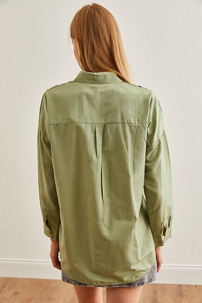Olalook Detailní dámská košile Watery Mold Green Palm - GML-19001225