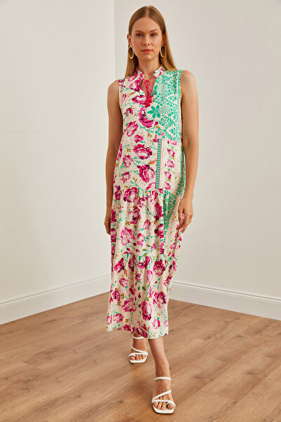 Olalook Fuchsia Mint Judge Collar - Γυναικείο φόρεμα Maxi με δαντέλα ELB-19002217