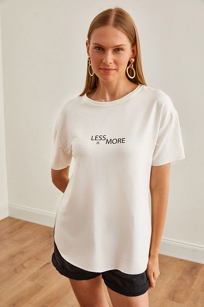Olalook Ecru Modal Buttoned Soft Women's T-Shirt - Oval Bottom TSH-19000771
