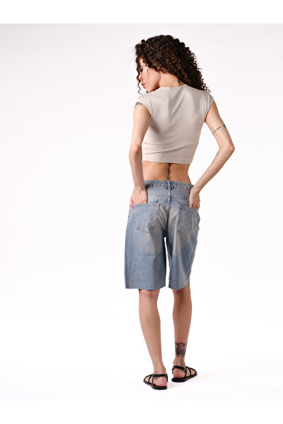 Novita Světle modré bermudské kalhoty střihu