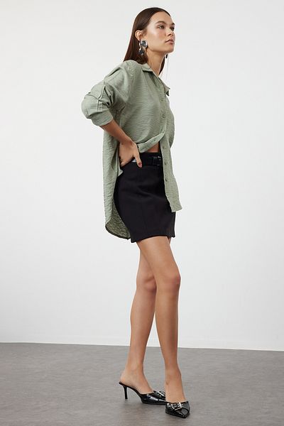 Trendyol Collection Oversize menta szőtt ing - széles szabású TWOSS24GO00226