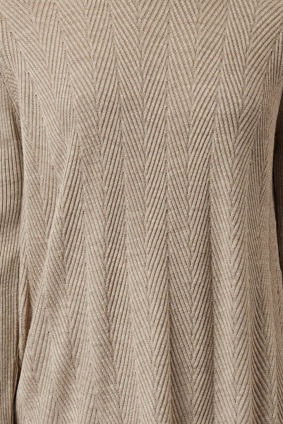 Trendyol Modest Μισό ζιβάγκο - Πλεκτό φόρεμα με μοτίβο βιζόν TCTAW25EB00007