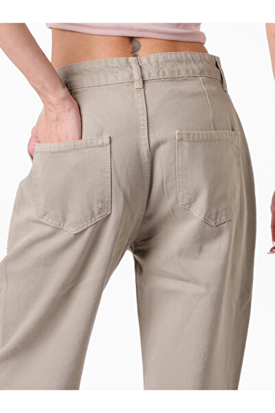 Novita Φαρδύ τζιν τσέπης χακί χρώματος