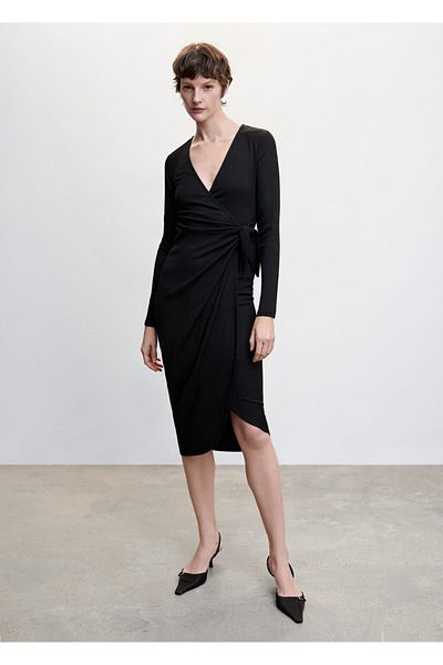 MANGO Woman Bow Wrap Dress