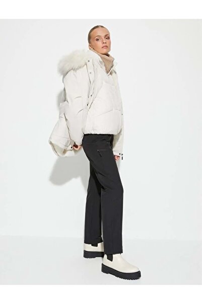 Koton Outdoorhose mit hoher Taille und Reißverschlusstasche 4WAK00238EW SCHWARZ