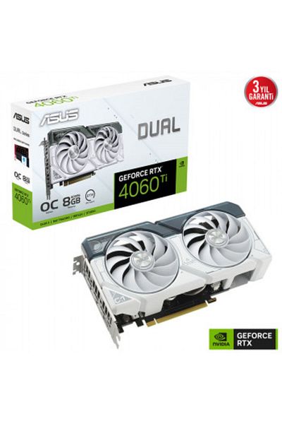 ASUS Dual-Rtx4060Ti-O8G-White 8Gb Geforce Rtx4060Ti Gddr6 128Bit HDMI 3Xdp 16X Graphics Card