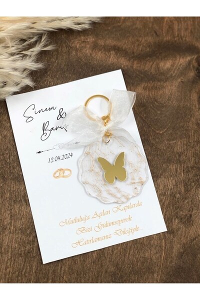 Masalsı Concept 25 Adet Kartlı Epoksi Anahtarlık Düğün,kına,söz,nişan Hediyel...