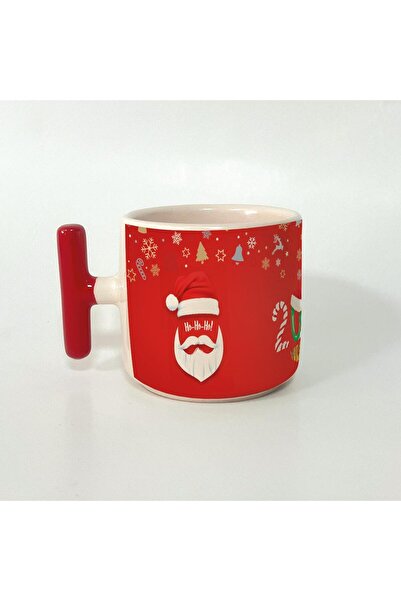 Kırtasiye Ofisi 2024 Noel Baba Tam Tur Baskılı Kırmızı Kulplu T Yılbaşı Kupası