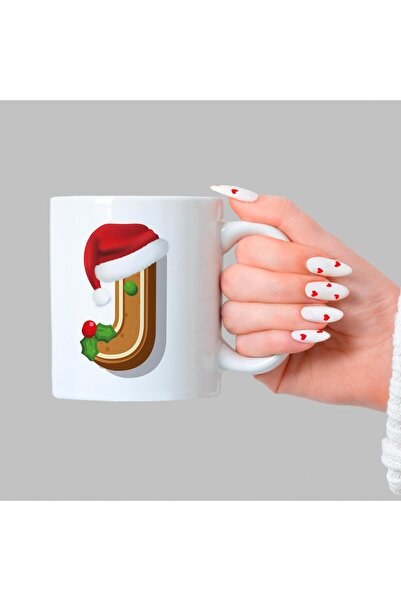 Kırtasiye Ofisi كوب أبيض مطبوع عليه حرف J للعام الجديد