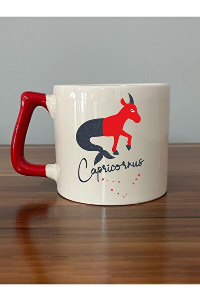 Kırtasiye Ofisi كوب على شكل حرف D مطبوع عليه رمز الجدي بمقبض أحمر