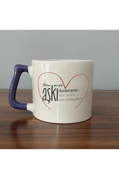 Kırtasiye Ofisi Death Cannot Stop True Love Printed Purple Handled D Mug