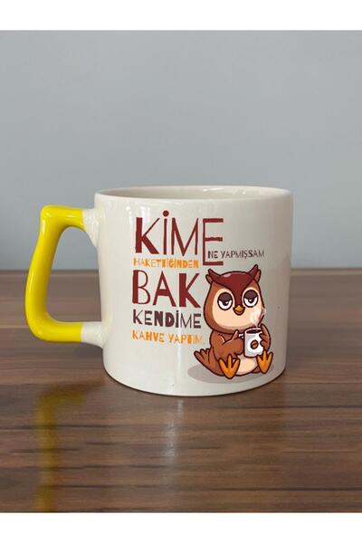 Kırtasiye Ofisi Kime Ne Yaptıysam Hakettiğinden Baskılı Sarı Kulplu D Kupa