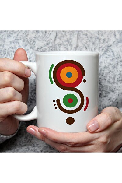 Kırtasiye Ofisi كوب سفاري أبيض مطبوع عليه حرف S