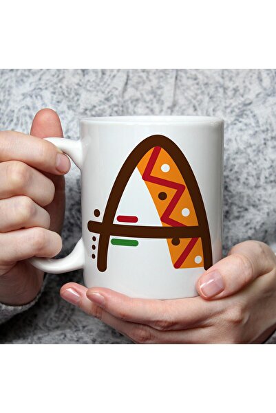 Kırtasiye Ofisi كوب سفاري أبيض مطبوع عليه حرف A