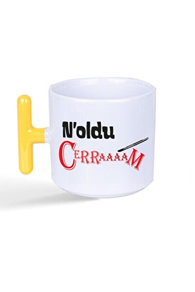 Kırtasiye Ofisi كوب Noldu Cerraaaam مطبوع بمقبض أصفر