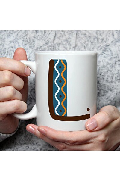 Kırtasiye Ofisi كوب أبيض مطبوع عليه حرف "Safari L