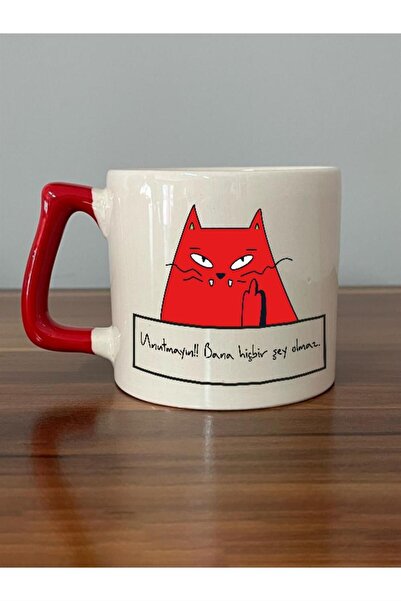 Kırtasiye Ofisi Red D Mug - Forget-me-not There Is Nothing With Printed Handles