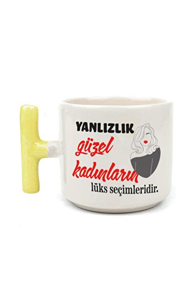 Kırtasiye Ofisi العزلة هي اختيارات نسائية فاخرة، كوب نسائي مطبوع بمقبض أصفر