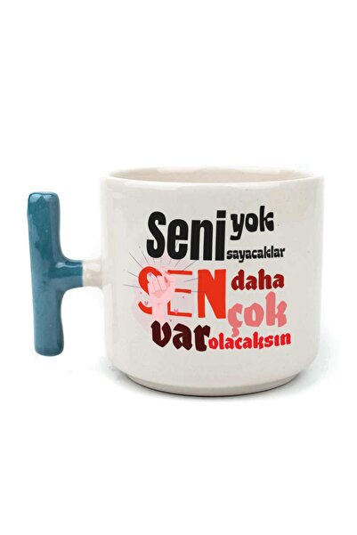 Kırtasiye Ofisi كوب تي شيرت مطبوع عليه "لا يوجد لديك" مع مقبض أزرق لعيد المرأة