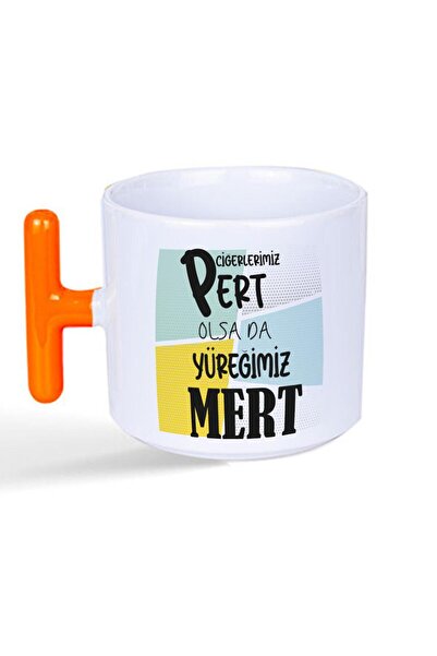 Kırtasiye Ofisi كوب برتقالي بمقبض مطبوع عليه عبارة "إذا كان لدينا بيرت
