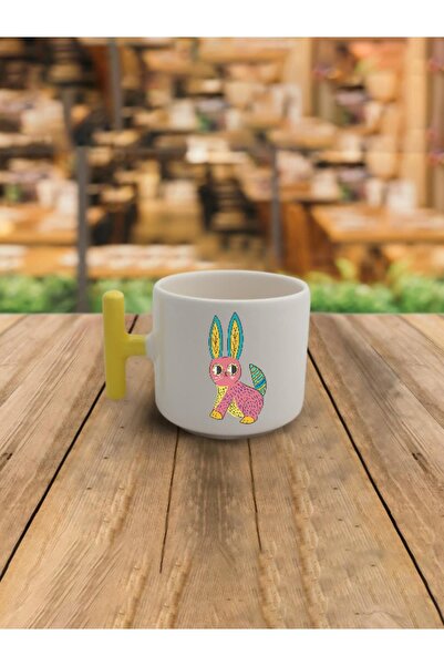 Kırtasiye Ofisi كوب لاتيه أصفر - كوب على شكل أرنب مع مقبض