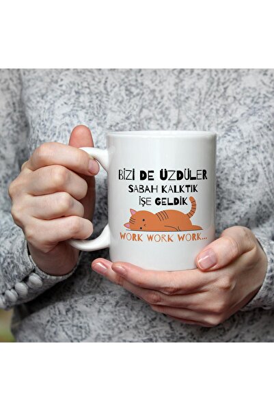 Kırtasiye Ofisi They Are Afraid of Us Orange Cat Printed White Mug