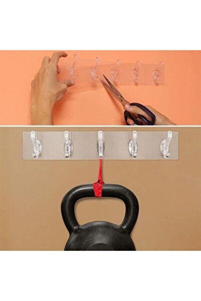 Buffer شماعة حائط شفافة لاصقة قوية مكونة من 5 قطع، منظم مطبخ الحمام، شماعة عملية