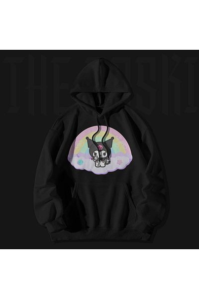 The Baski Суитшърт с 3 нишки Kuromi Rainbow Patterned - Детски, младежки, 100% памучен, Polar Premium