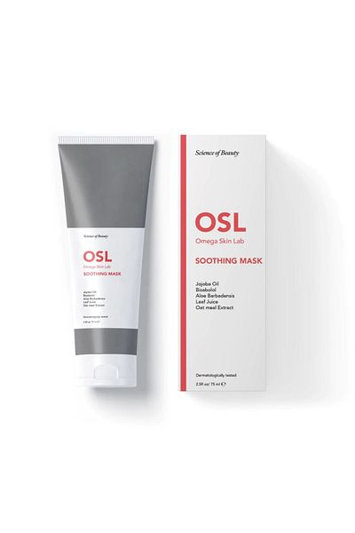 OSL Omega Skin Lab Osl Soothing Care Mask 75ml, Gesichtsmaske mit Haferextrakt, Blattsaft und Jojobaöl, feuchtigkeitsspendend, so