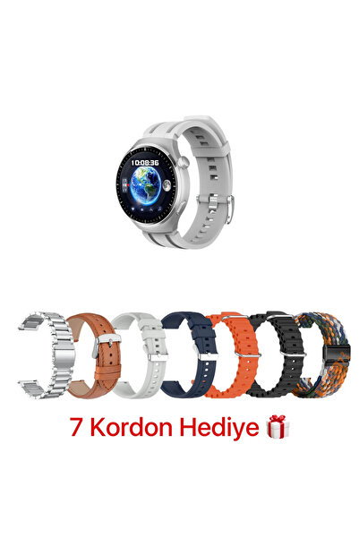 QÜMÜŞ Watch 4 Pro Suit Yuvarlak Ekranlı 7 Kordonlu Akıllı Saat Samsung Galaxy A23 Uyumlu