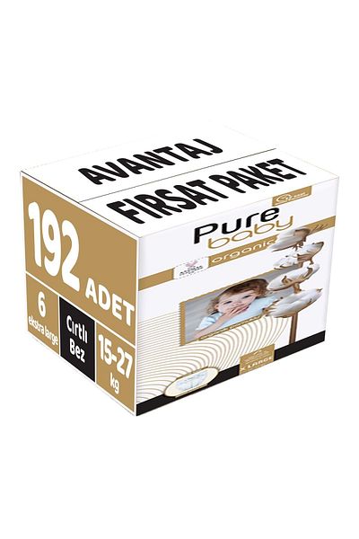 Pure Baby 192 Extra Large Baby Diapers - 15-27KG Size 6