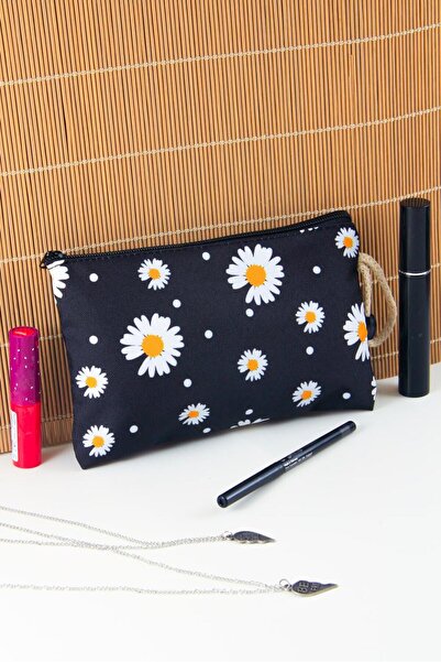 BYBAG Середня косметичка з малюнком маргариток і квітів - на блискавці, 12 см...