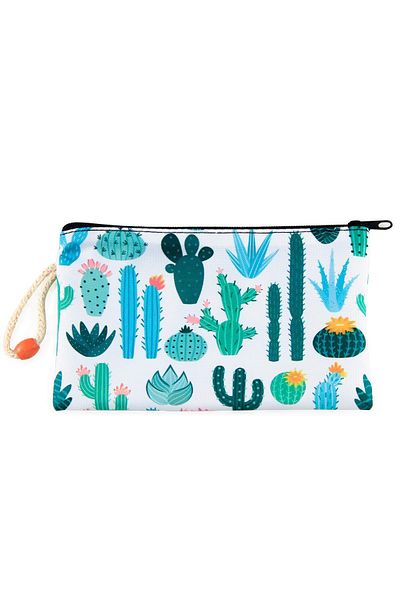 BYBAG Geantă de machiaj cu model de flori de cactus de mărime medie - cu fermoar, 12 cm X 20 cm