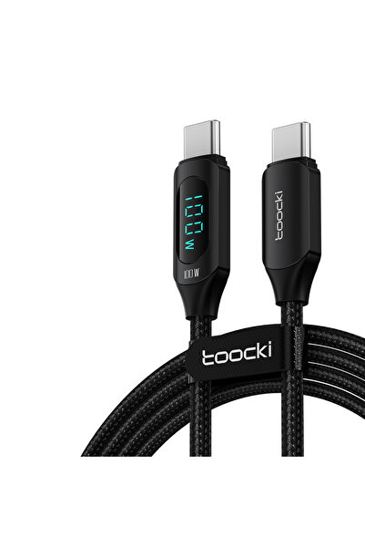 Toocki 100W Type-C To Type-C Dijital Ekran Hızlı Data/şarj Kablosu 2.m Macboo...
