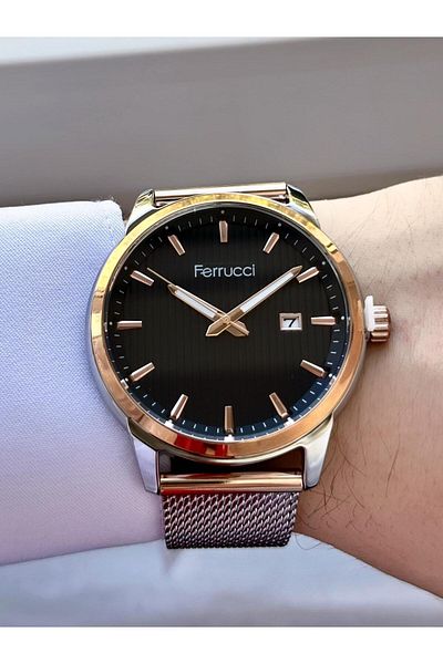 Ferrucci Men's Wicker Cord Wristwatch with Calendar