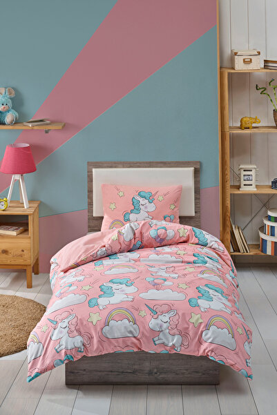Enlora Home Junior Nevresim Seti Tek Kişilik Unicornio Pembe