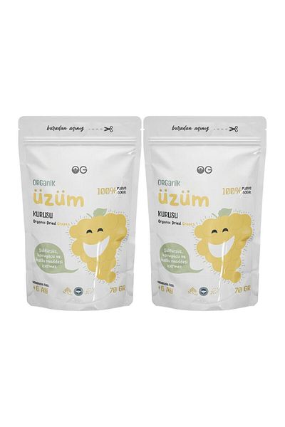 OG natural 2 عبوة عنب عضوي مجفف 70 جرام