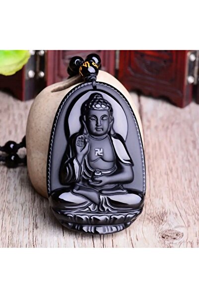 PİRAMİGO Siyah Obsidyen Hayat Buddha Kolye