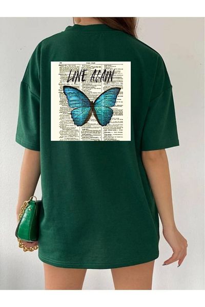 Evomind Μπλουζάκι με στάμπα με πεταλούδα Again Oversize