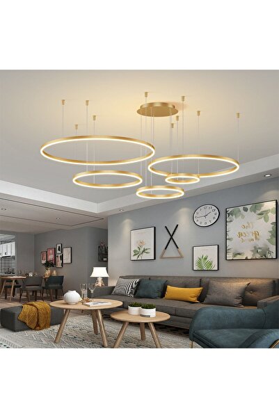 CATLUZ Gold Çember(Ø40,60,80,100,120CM) Yuvarlak Sarkıt Avize,modern Aydınlatma,dekoratif 3000k