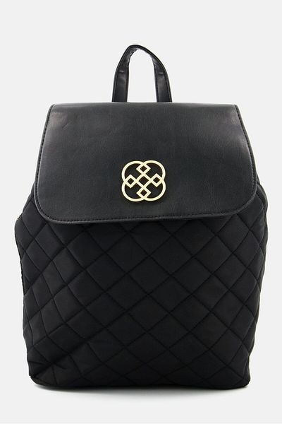 Daisy Fuentes Women Quilted Nylon Backpack 35 H x 33 L x 16 W cm, Black