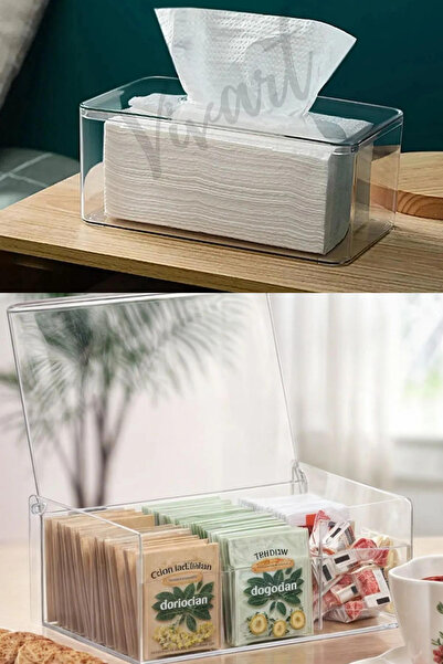 Vivart Clear Peçete ve Çay Kutusu Organizeri